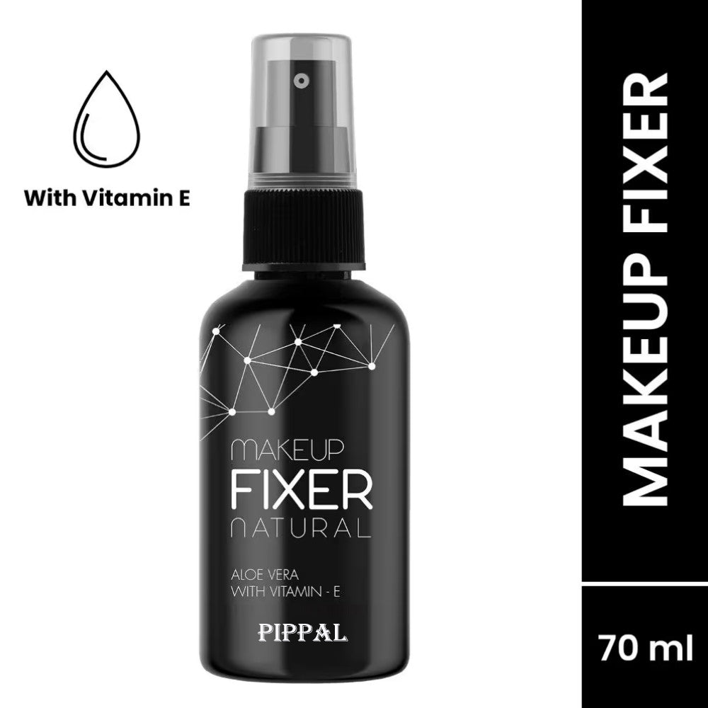 Pippal Beauty Makeup Fixer Natural Dewy Finish with Vitamin E And Aloe Vera Long-Lasting Hydrating & Refreshing Setting Spray 80ml (Pack of 1) with Sky High Supar Black Eyeliner